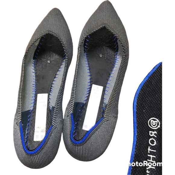 Rothy's Cloud Grey Birdseye pointed The Point flats 6.5 - Picture 8 of 10